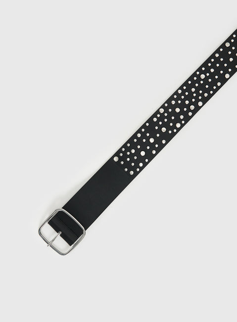 Wanna Find Out Faux Leather Belt Black / Silver