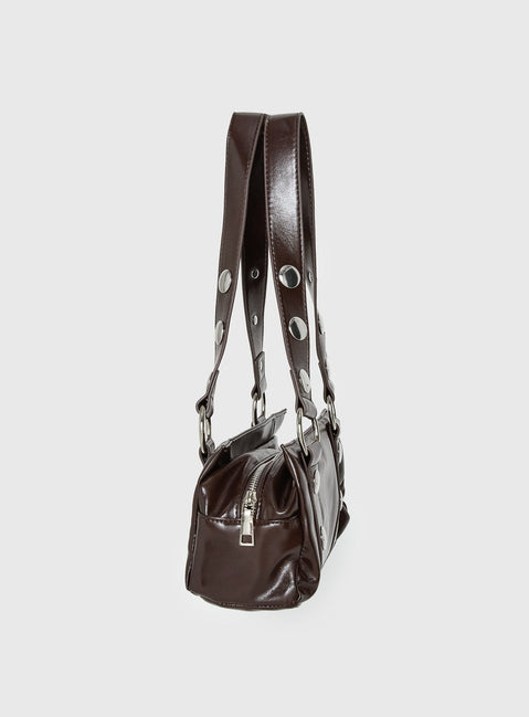 Amarra Studded Faux Leather Shoulder Bag Washed Brown