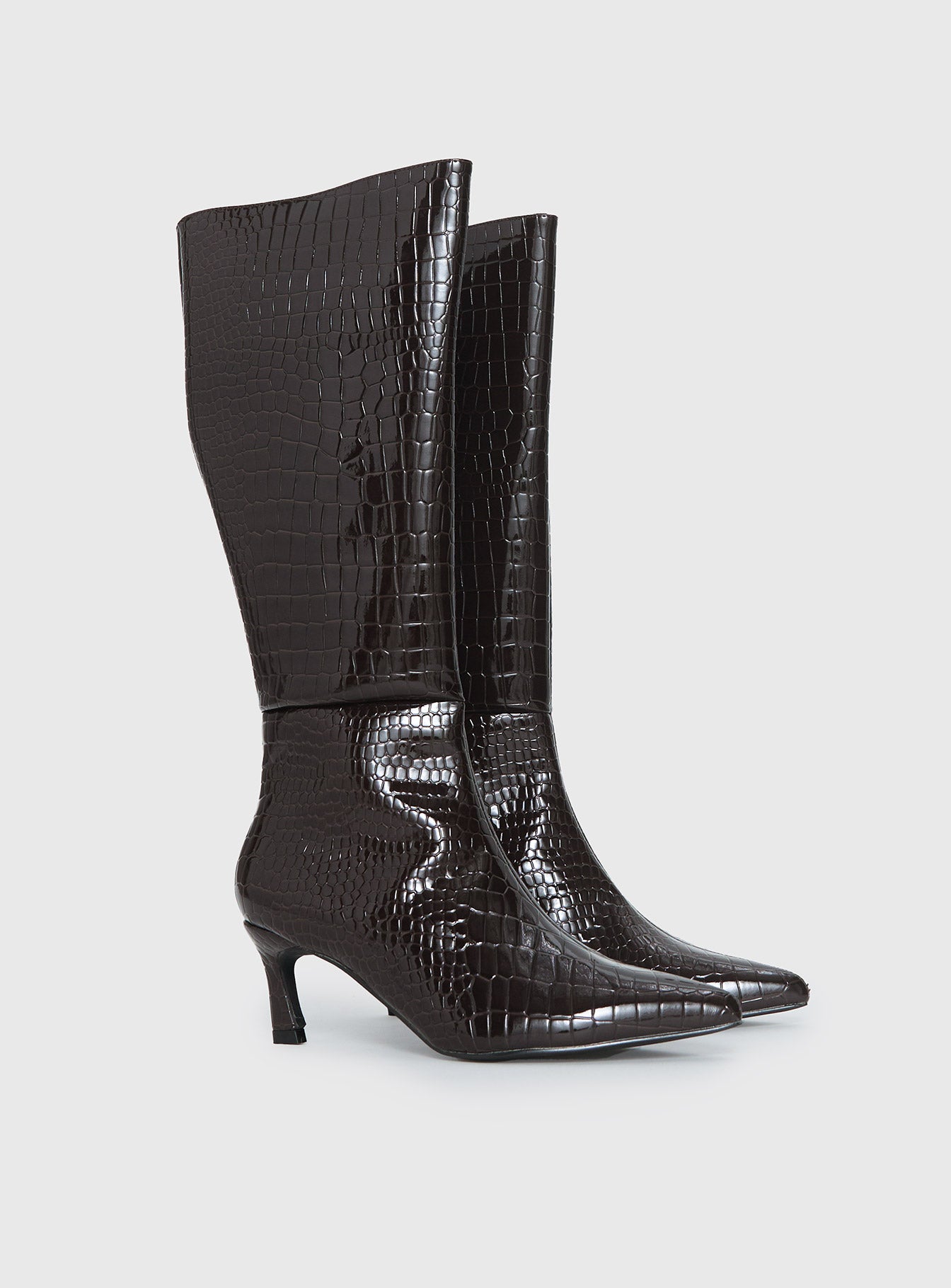 Therapy Dove Knee High Boots Chocolate Croc