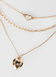 Gold-toned necklace set Pack of three, two fixed chains, one separate chain 