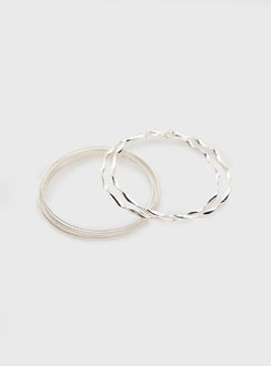 Silver-toned bracelet pack Pack of  eight, bangle style