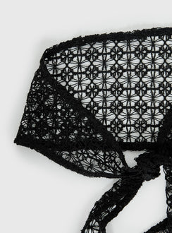 Keighla Crochet Hair Scarf Black