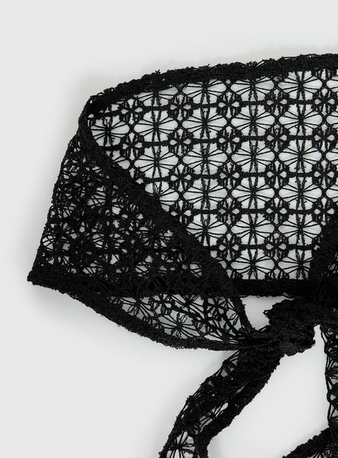 Keighla Crochet Hair Scarf Black