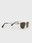 Metal frame sunglasses Adjustable nose pads, smoke tinted lens