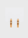 Gold-toned earrings Hoop style, stud fastening