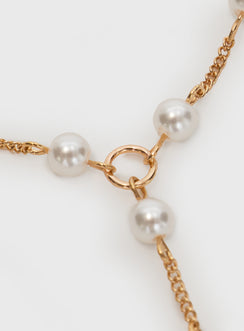 Gold-toned necklace Pearl detail, lobster clasp fastening