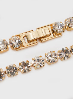 Gold-toned bracelet Diamante detail, clasp fastening, fixed length