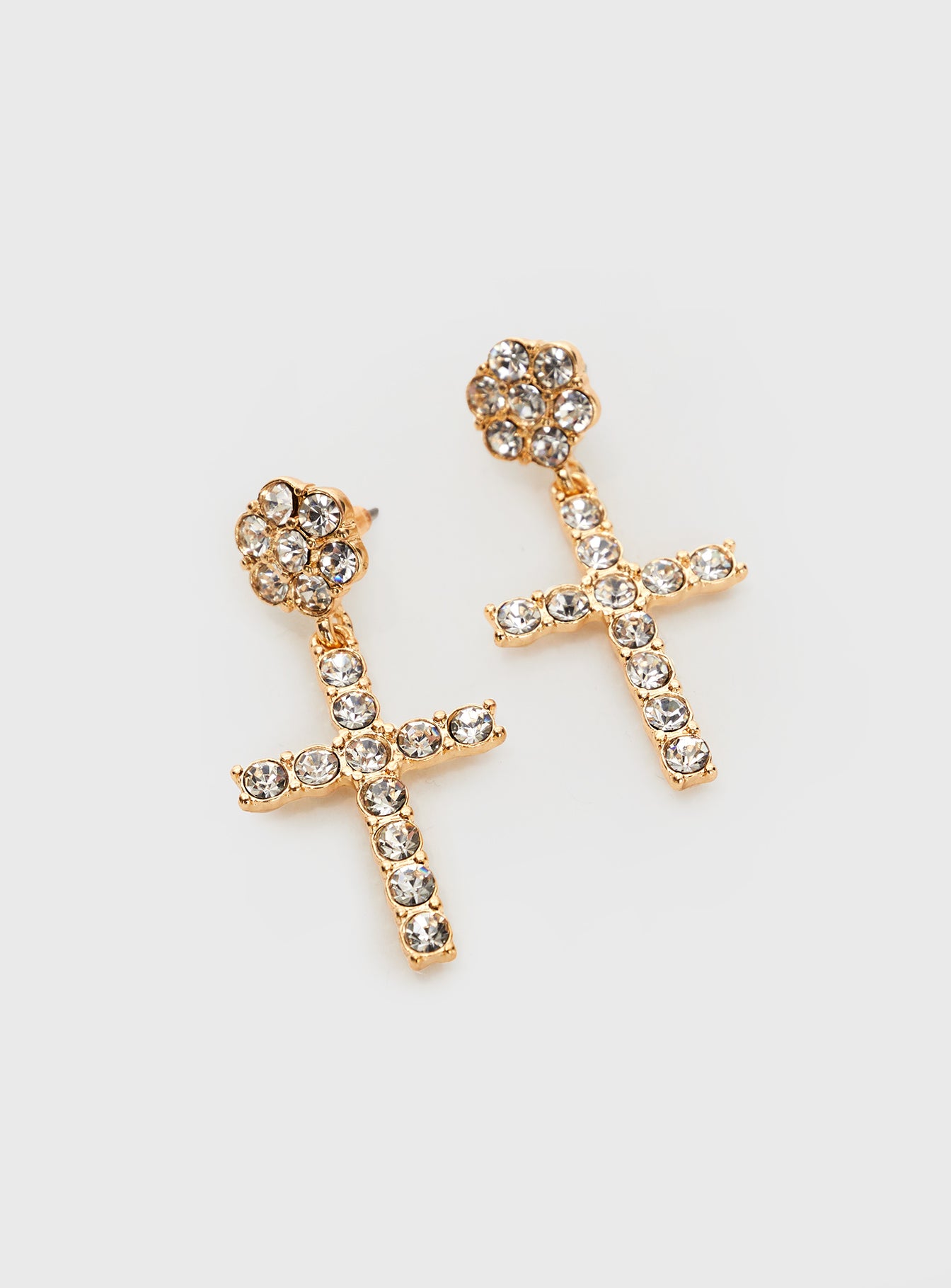Jadu Cross Earrings Gold