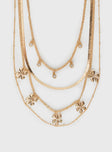 Agnolotti Flower Multi Necklace Gold