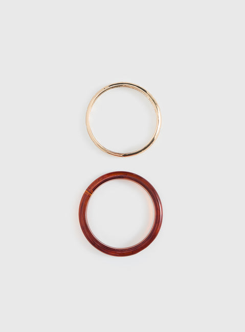 Rhi Rhi Diamante Resin Cuff Pack Brown / Gold