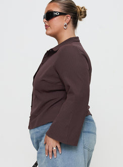 Anni Nadelstreifenhemd Braun Curve