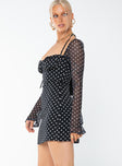 product Princess Polly Square Neck  Dyer Mini Dress Black / Polka Dot