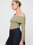 product Princess Polly Full Sleeves Square Neck  Vosti Off The Shoulder Top Olive