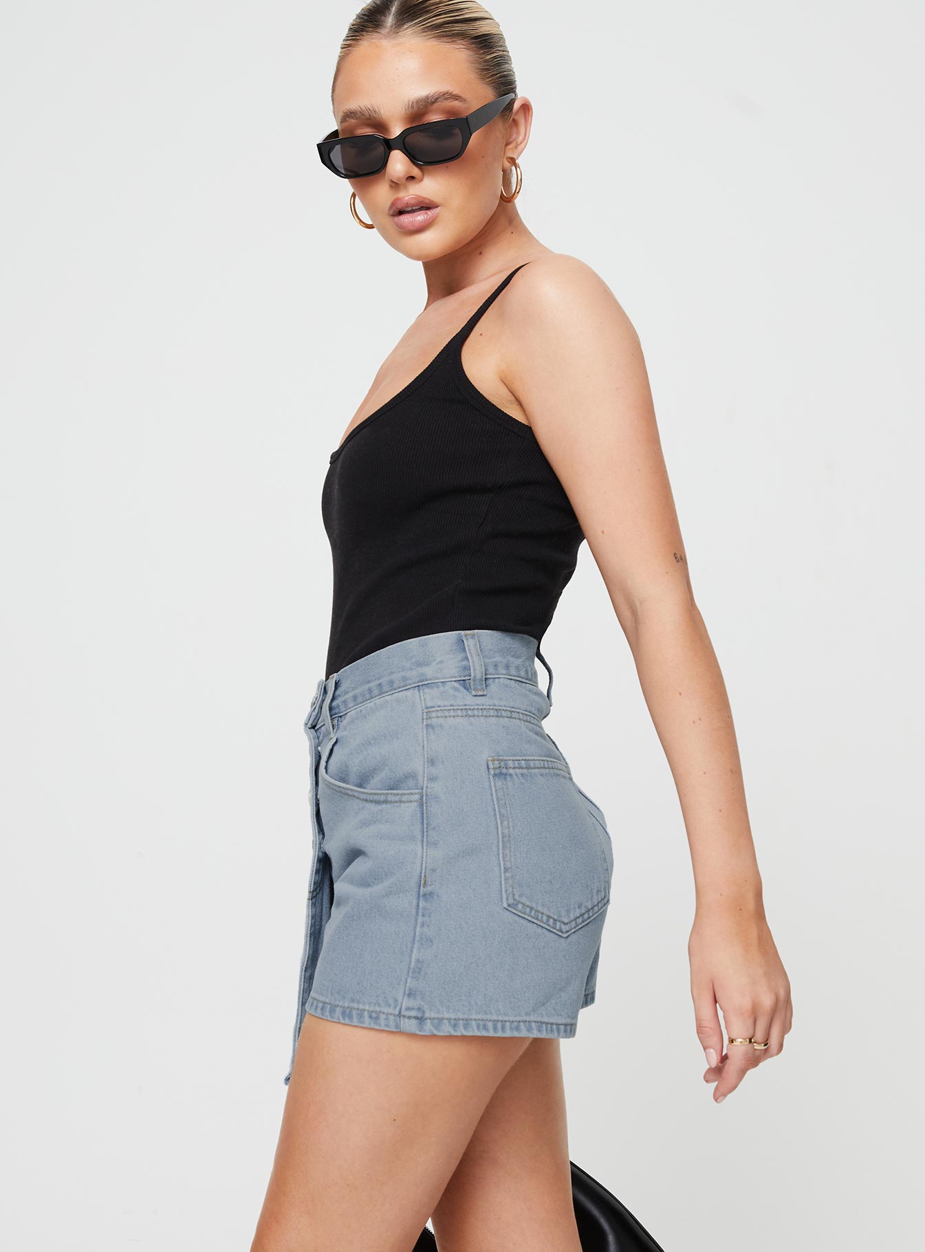 Merthyr Denim Skort Mid Wash Princess Polly high-rise 