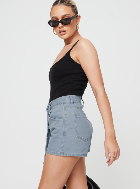 Merthyr Denim Skort Mid Wash Princess Polly high-rise 