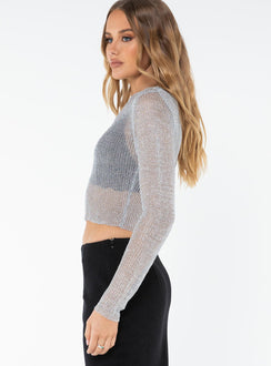 product Princess Polly Full Sleeves High Neck  Palasades Long Sleeve Top Silver