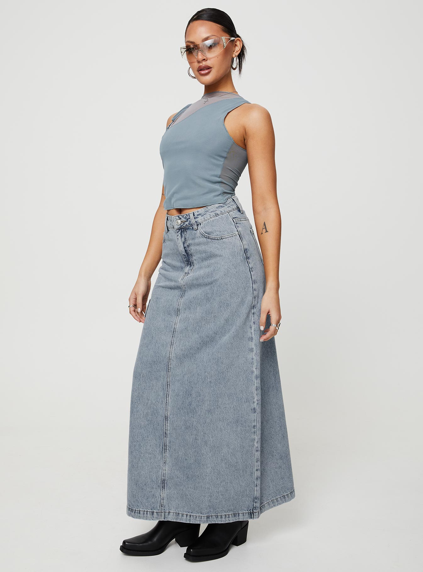 product Princess Polly McGuane Denim Midi Skirt Petite Maxi 