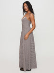 Dalanie Tie Strap Maxi Dress Brown Gingham