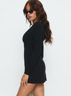 Tereza Long Sleeve Jersey Mini Dress Black