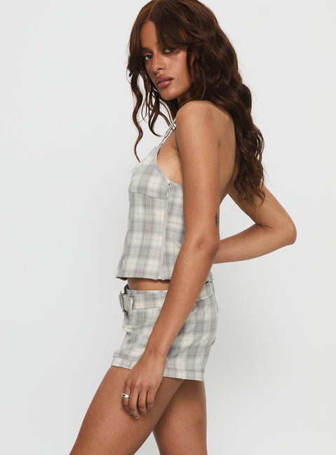 Afterglow Mini Shorts Smoke Plaid