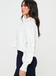Ruthee Cable Knit Sweater Winter White Princess Polly  Cropped 