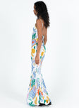 product Princess Polly Asymmetric Neckline  Luncheon Maxi Dress Blue Multi