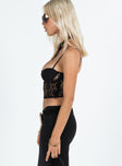 product Princess Polly Sleeveless Square Neck  Ranley Lace Bustier Top Black