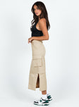 Taytum Cargo Midi Skirt Beige Princess Polly  Midi 