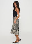   side view of model wearing Princess Polly Aubriegh Paisley Midi Skirt Multi Midi Skirts 