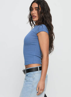 Nyren Low Back Boatneck Top Blue Stripe