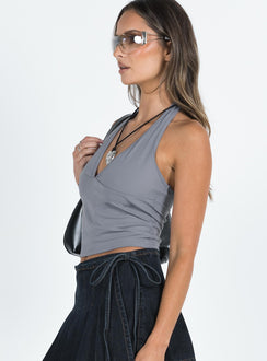 product Princess Polly Sleeveless Asymmetric Neckline  Larkai Halter Top Blue