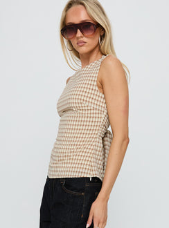 Michaud Top Brown Gingham