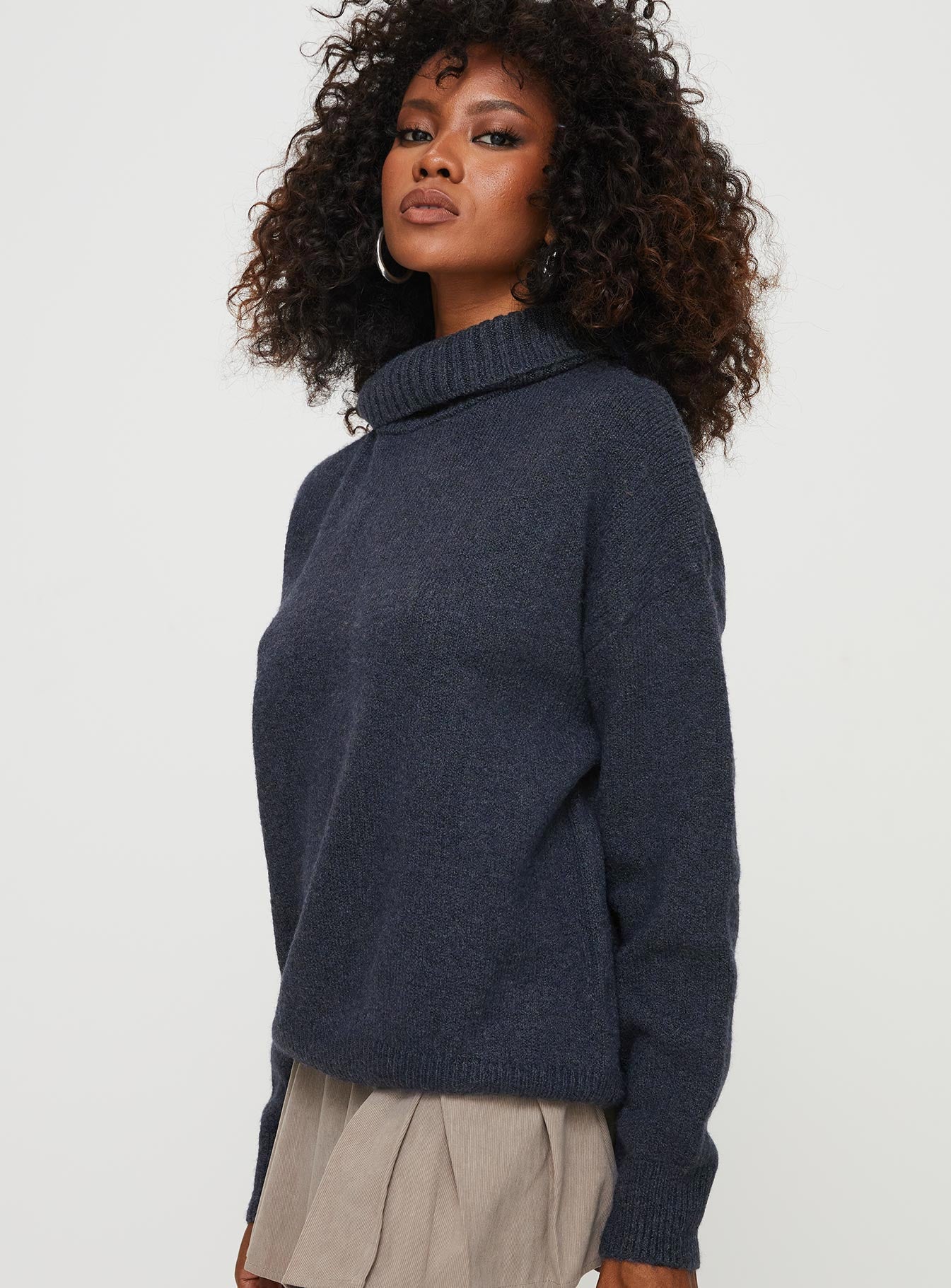 Oswin Turtleneck Sweater Navy Princess Polly  long 