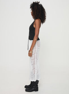   side view of model wearing Princess Polly Kastio Crochet Midi Skirt White Midi Skirts 