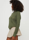 Wholesome Waffle Knit Sweater Green Princess Polly  regular 