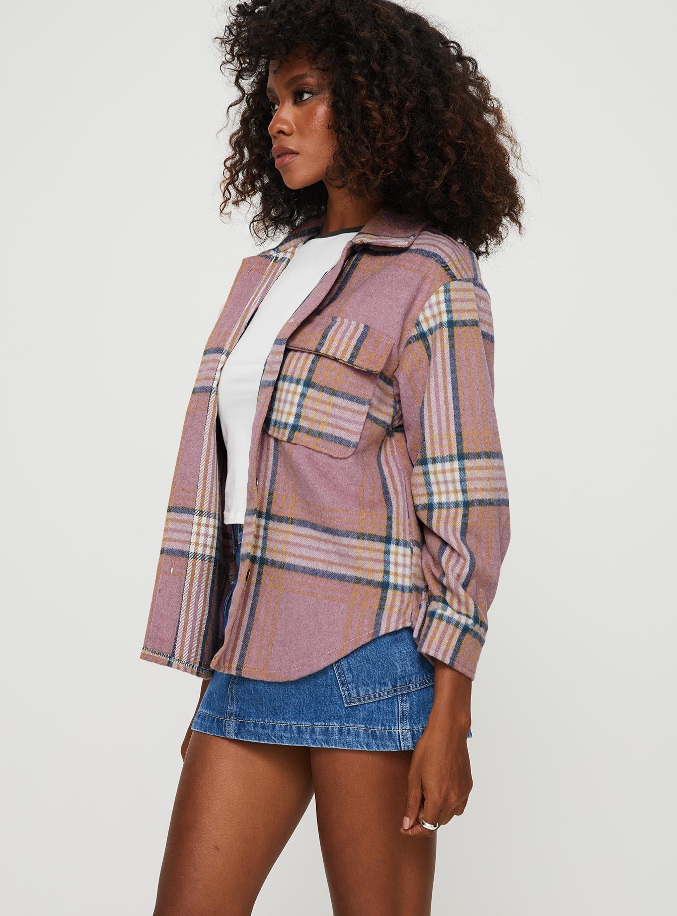 Milane Plaid Shacket Pink