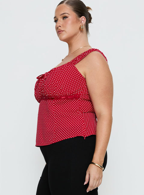Garconne Top Red Polka Curve
