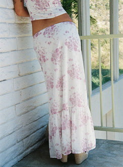 back view of model wearing Princess Polly Modern Girl Maxi Skirt Pink Maxi 