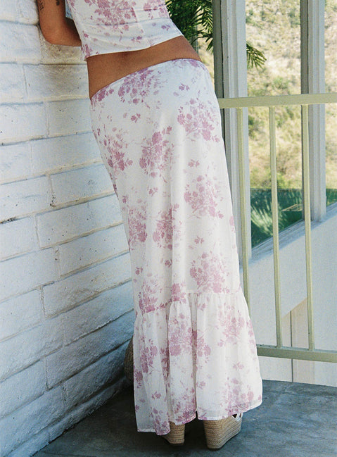 back view of model wearing Princess Polly Modern Girl Maxi Skirt Pink Maxi 