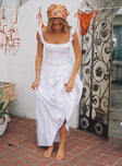 back view of model wearing Princess Polly Valerio Maxi Skirt White Maxi 