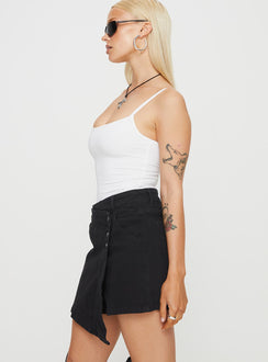 Kaycie Wrap Skort Black Denim Princess Polly high-rise 