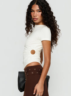 Chelese Cut Out Ruched Top White