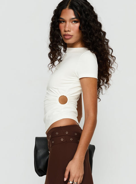 Chelese Cut Out Ruched Top White