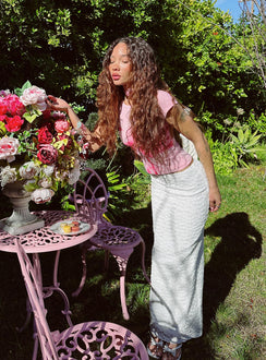   front view of model wearing Princess Polly Venices Maxi Skirt Cream Maxi 