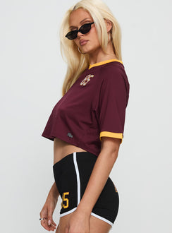ASU Cropped Soccer Jersey Tee Maroon