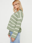 Forte Knit Sweater Sage/cream Princess Polly  regular 