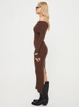 product Princess Polly Square Neck  Phylis Off The Shoulder Maxi Dress Chocolate