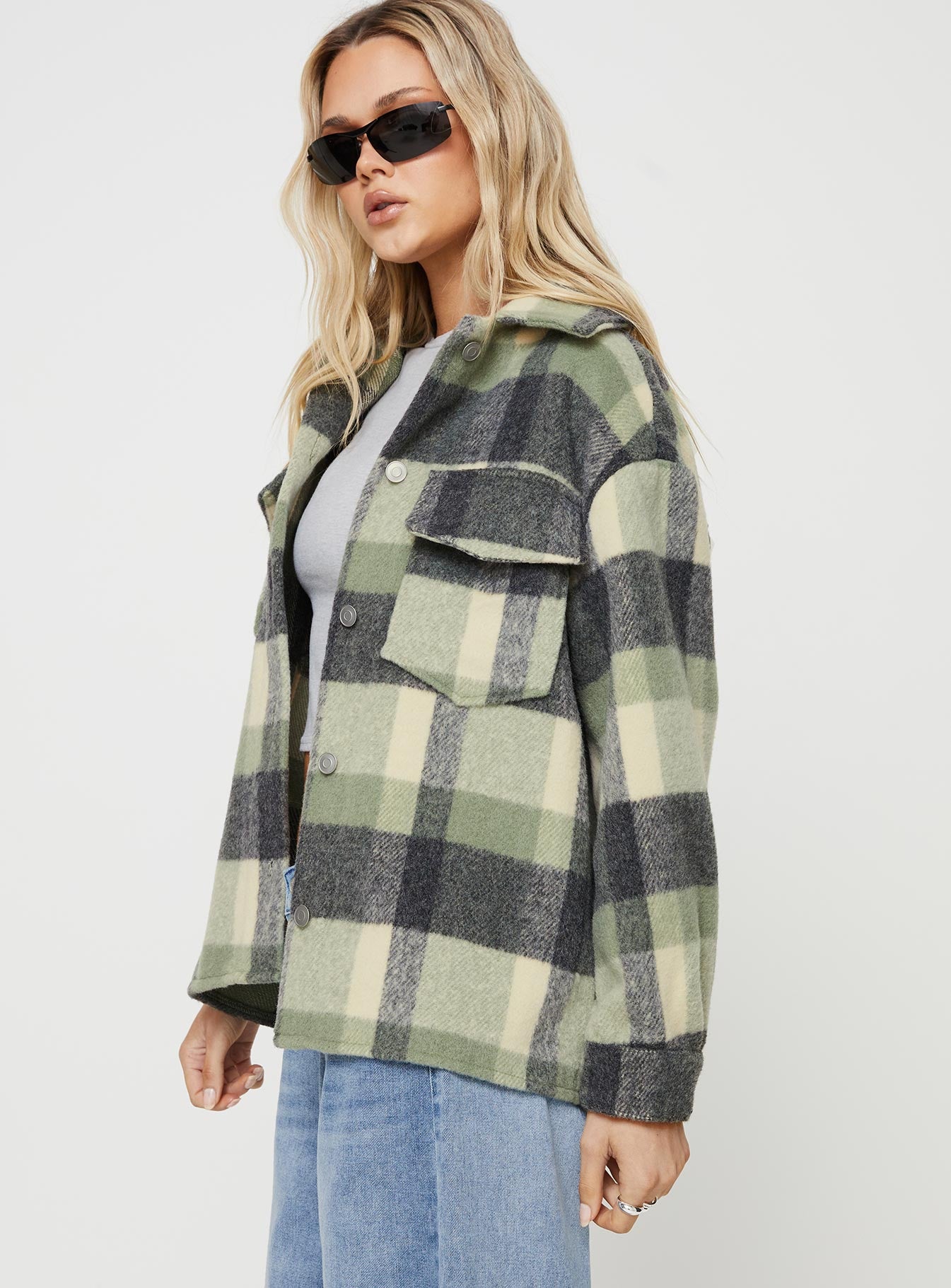Veera Plaid Shacket Sage