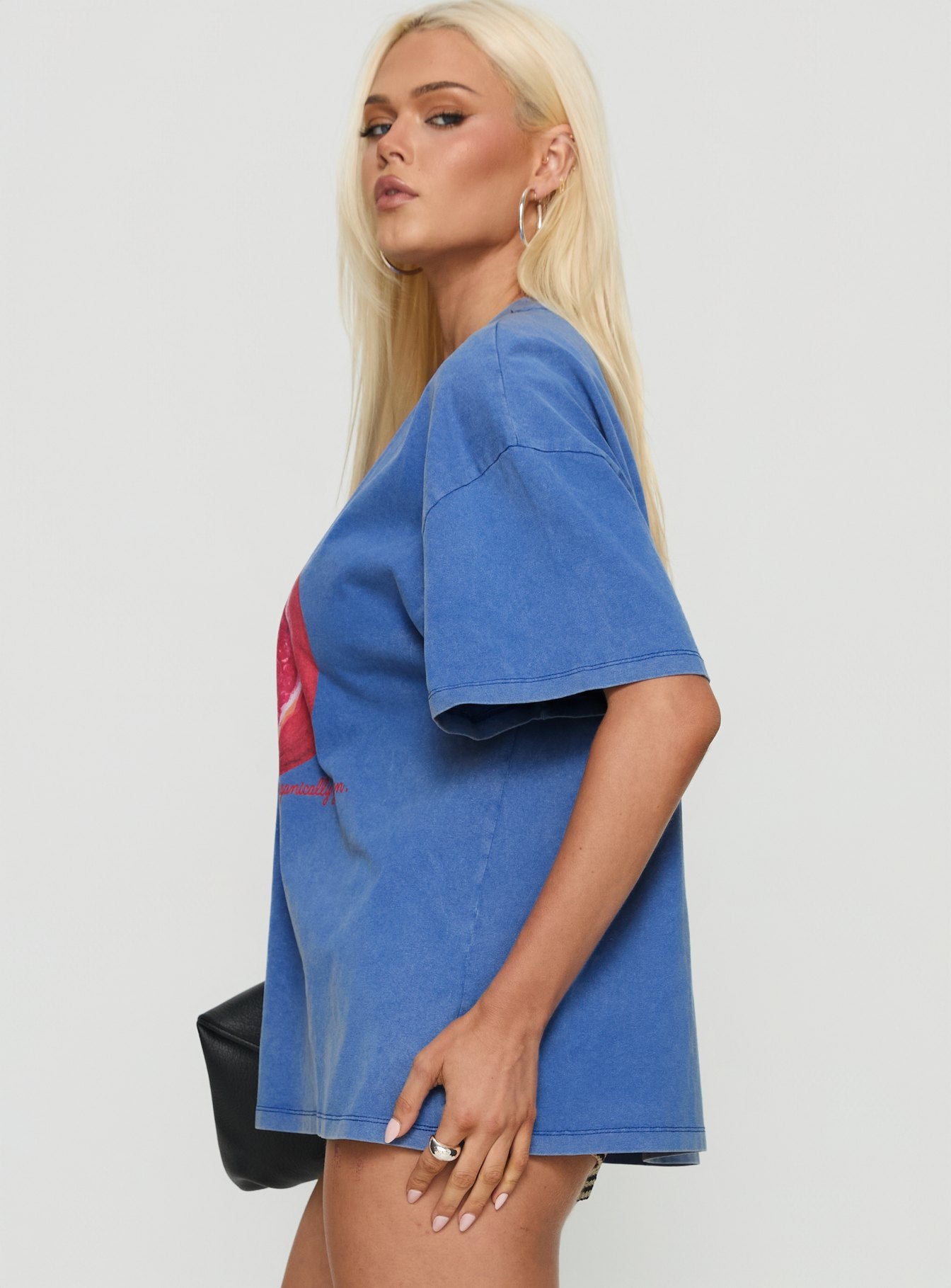 Linsay Oversized Tee Blue / Pomegranate