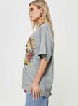 Guns & Roses Illusion Oversized Tee Grey